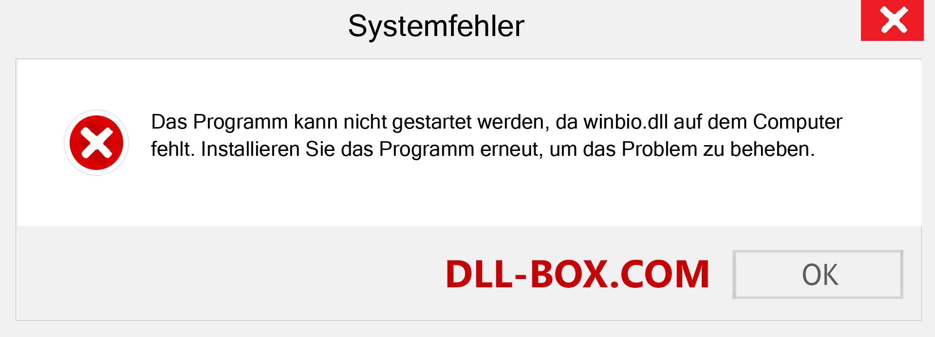 winbio.dll-Datei fehlt?. Download für Windows 7, 8, 10 - Fix winbio dll Missing Error unter Windows, Fotos, Bildern